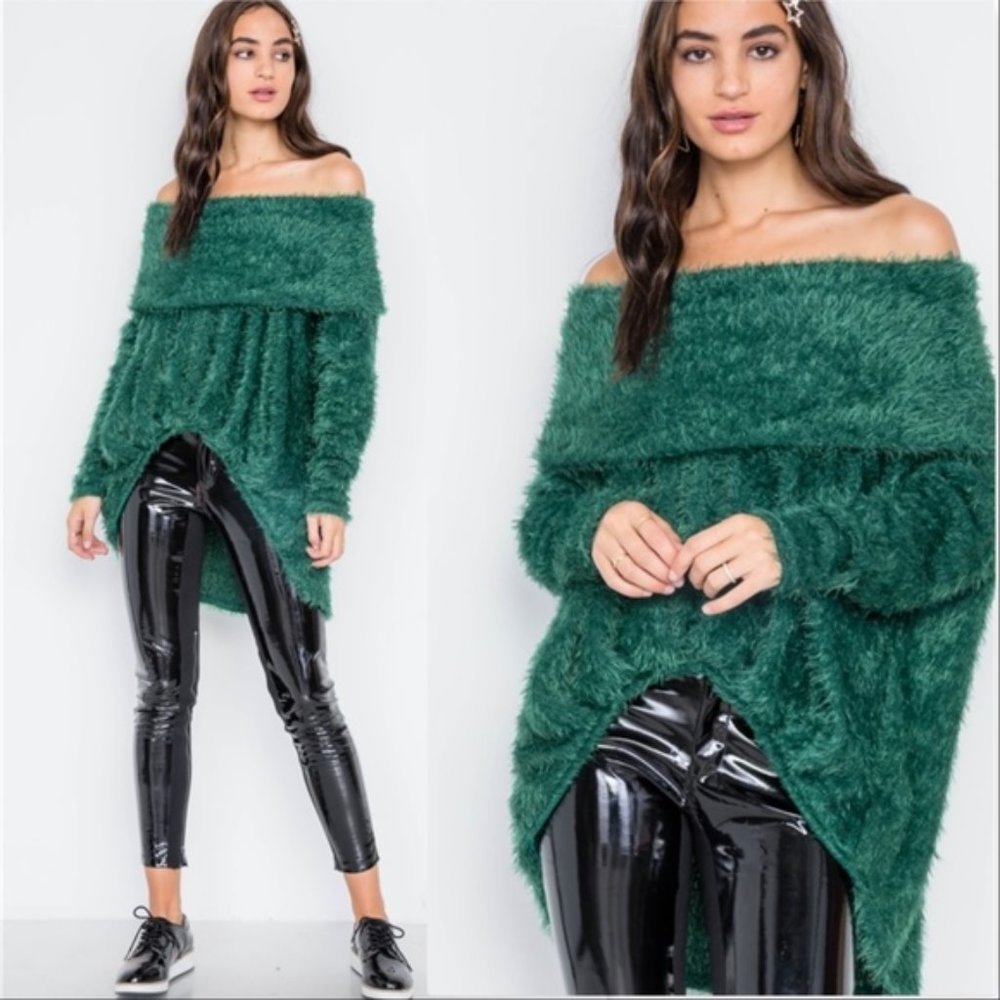 ERICKA Soft Fuzzy Sweater -Green - Picture 2 of 3